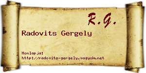 Radovits Gergely névjegykártya